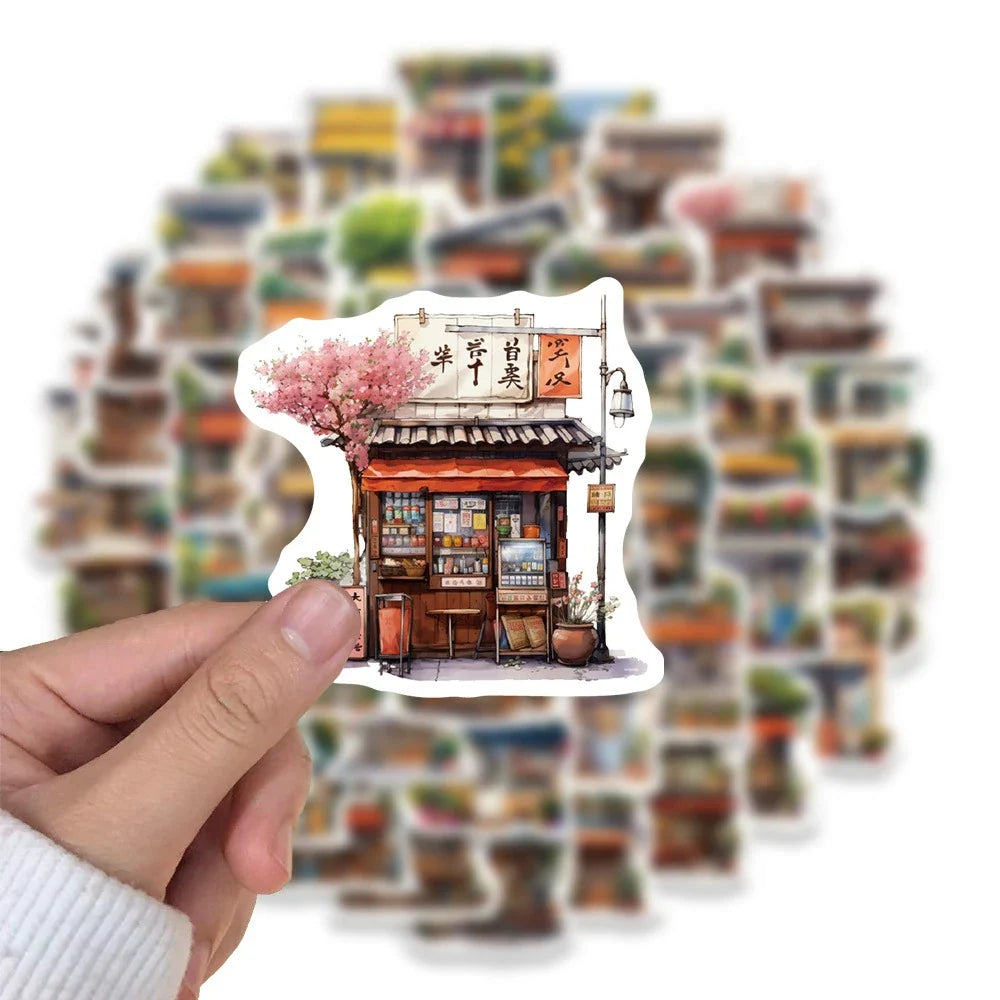 10/30/55pcs Japan Style Retro Beautiful Convenience Store Aesthetic Stickers Skateboard Laptop Suitcase Decoration Sticker Toys