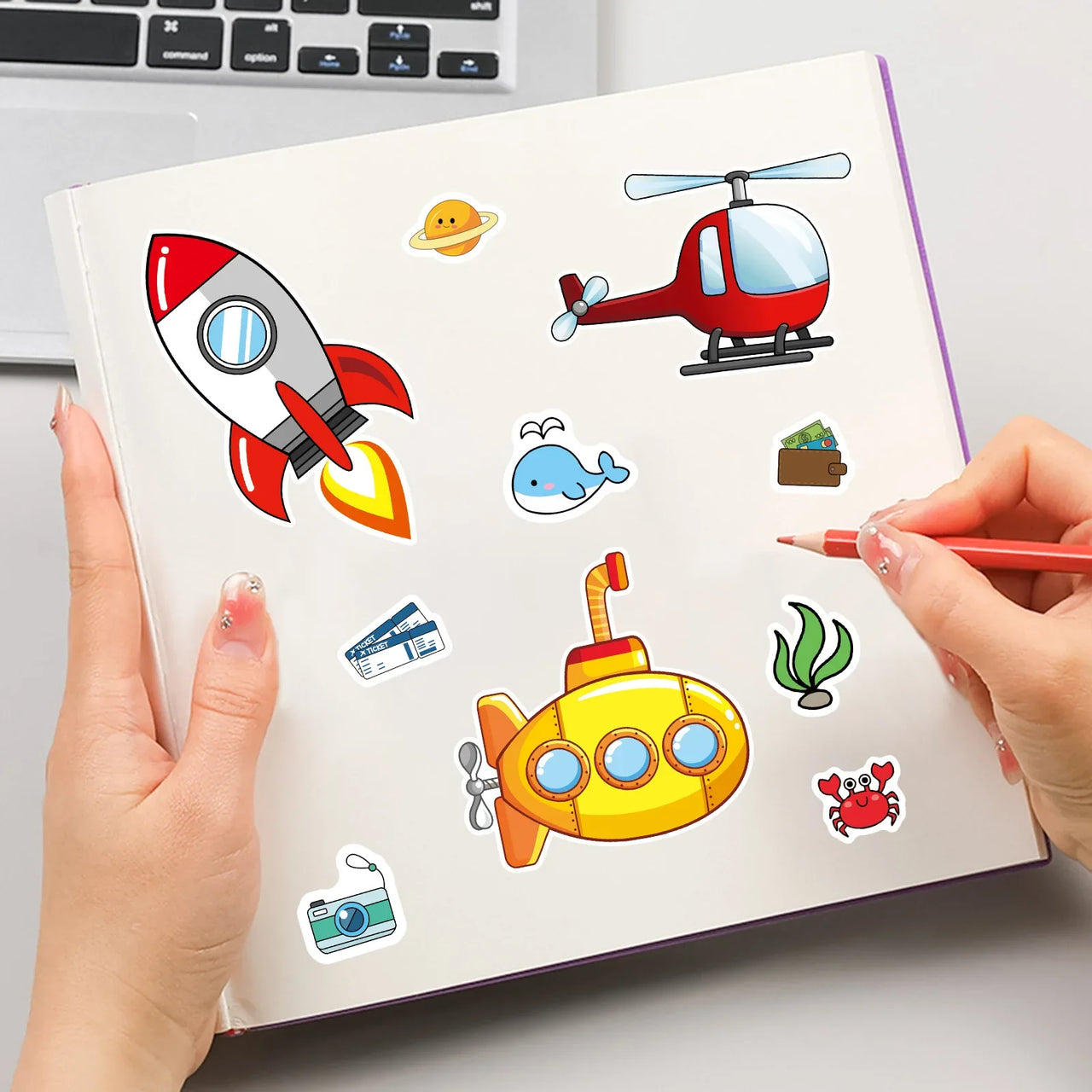 8/16/24PCS Cartoon Transportation Car Face Changing Puzzle Stickers DIY Decoration Guitar Helmet Notebook Stationery Stickers