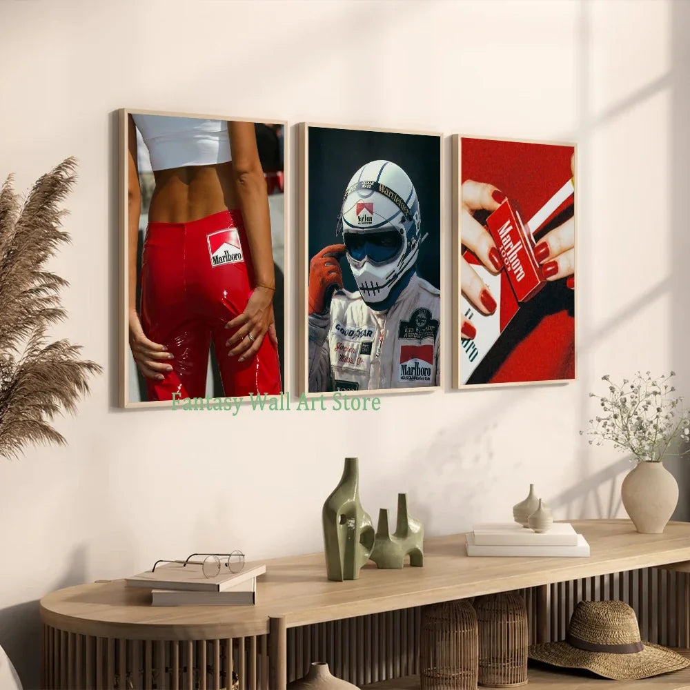 Red Prints Fashion Poster Canvas Painting Red Fashion Wall Art Decor Trendy Aesthetic Poster Hypebeast Racecar Wall Decoration