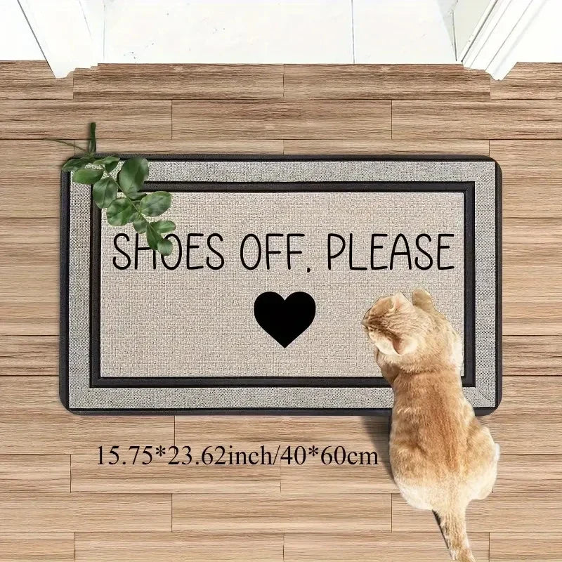 VIKAMA SHOES OFF PLEASE Printed Rug, Dirt-Resistant and Easy-Clean Entrance Mat for Hallways and Bedroom Doorways Home Decor