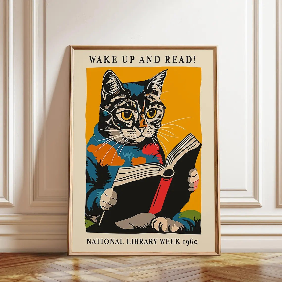 Wake Up And Read National Library Week 1960 Week 1960 Wall Art Prints Canvas Painting Poster Picture For Living Room Home Decor