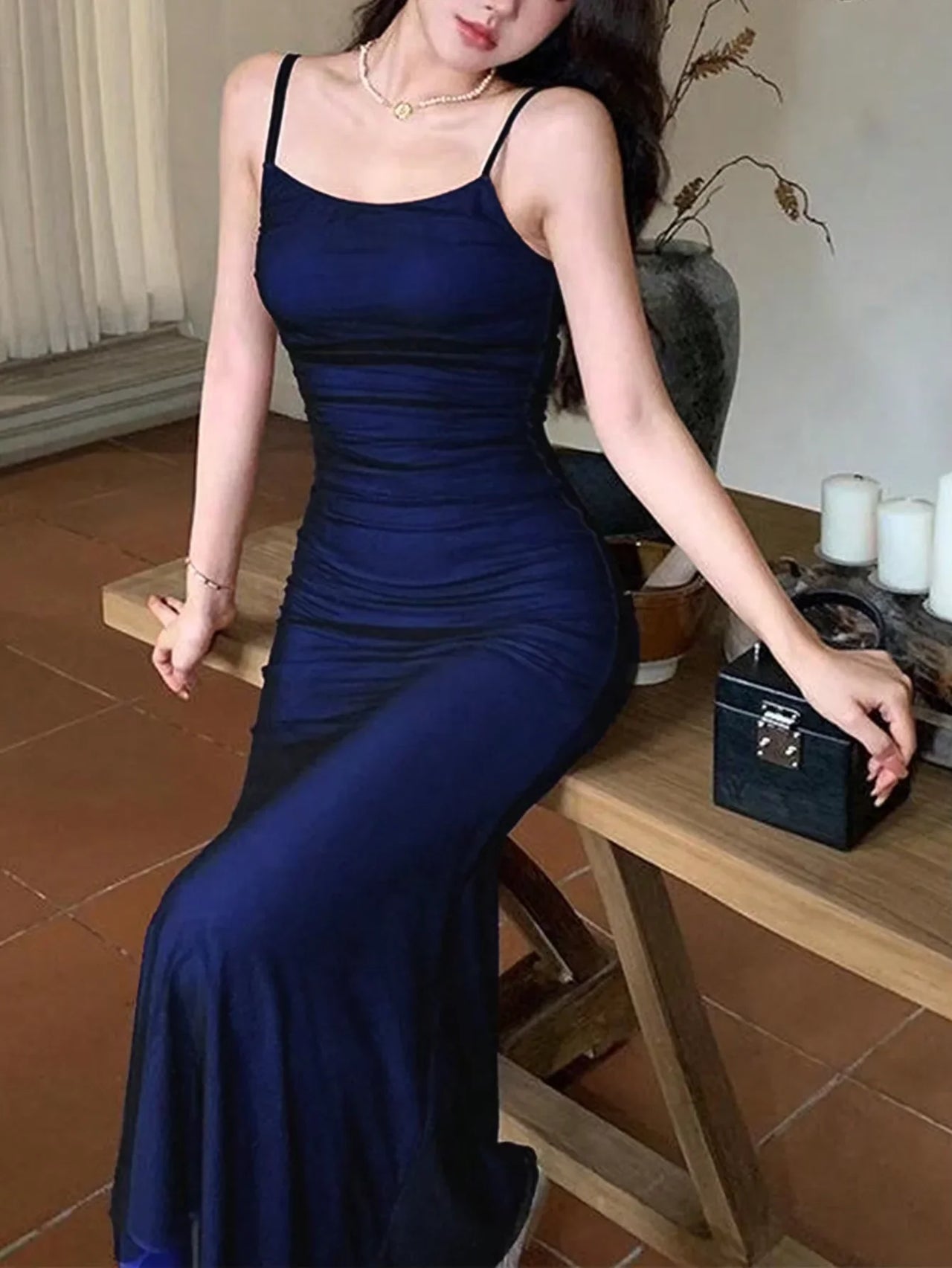Elegant Camisole Red off Shoulder Sleeveless Pleated Skirt for Women's Slim fit Long Dress summer beach vacation party dress
