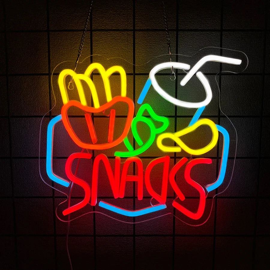 Fast Food Neon Signs, Pizza And Hot Dog Food Icons, Usb Powered, Used For Store, Kitchen, Fast Food Restaurant Wall Decor.