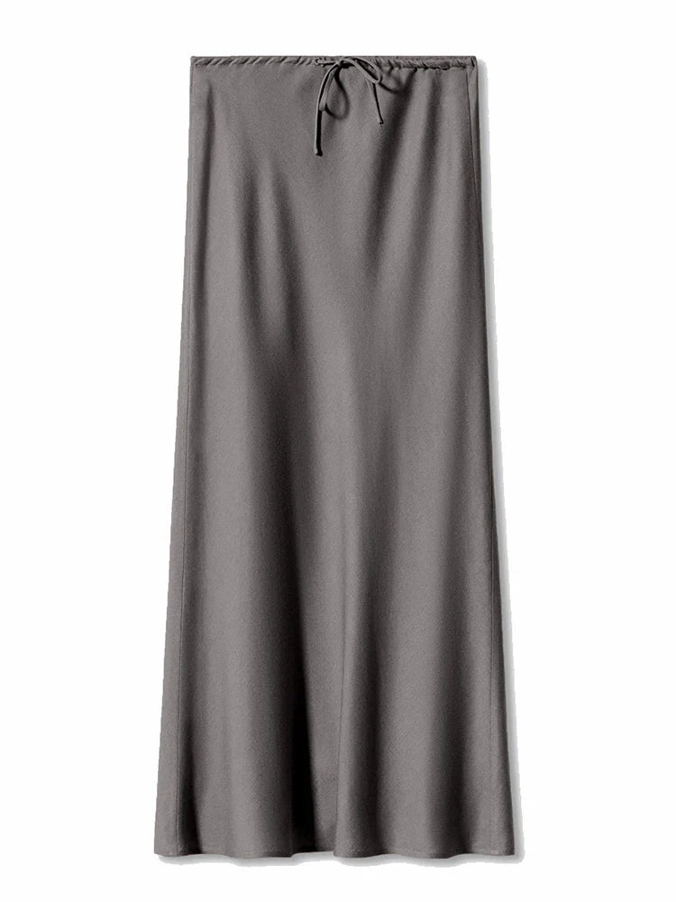 Long Satin Skirts Women Dark Green Luxury Spring Summer Maxi Straight Black Skirt Long Shining Satin Skirt Maxi Brown Ladies