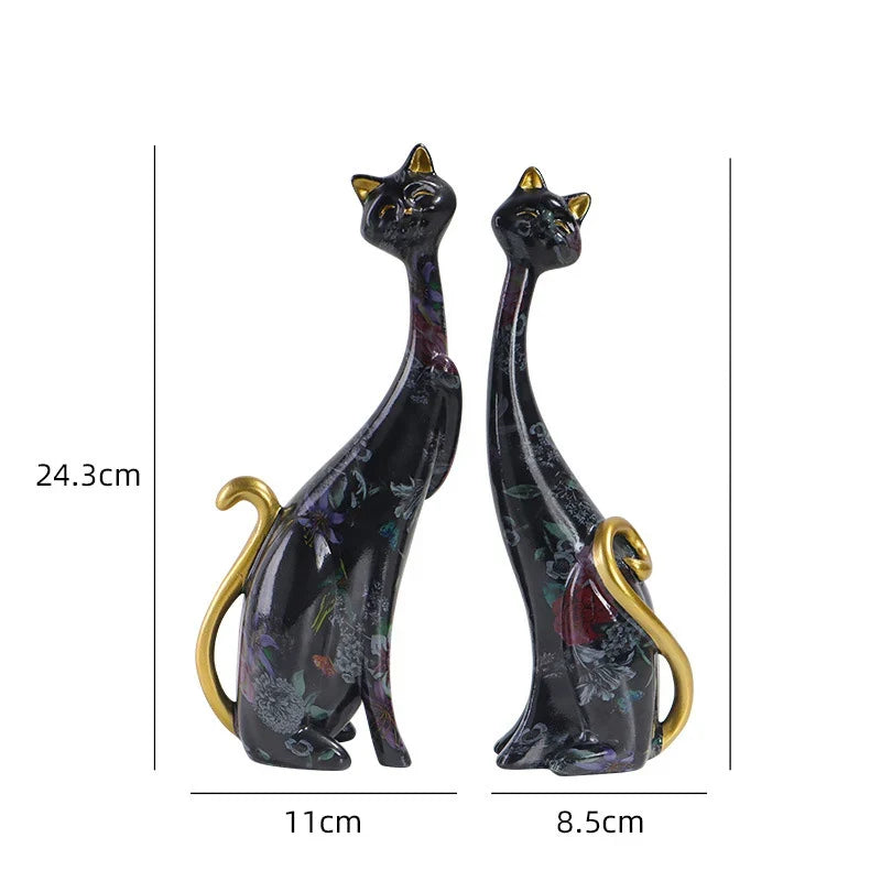 Home Decor Nordic Graffiti Art Oil Painting Cat Decoration Resin Abstract Ornament Figurines Bedroom Desktop Porch Cat Sculpture