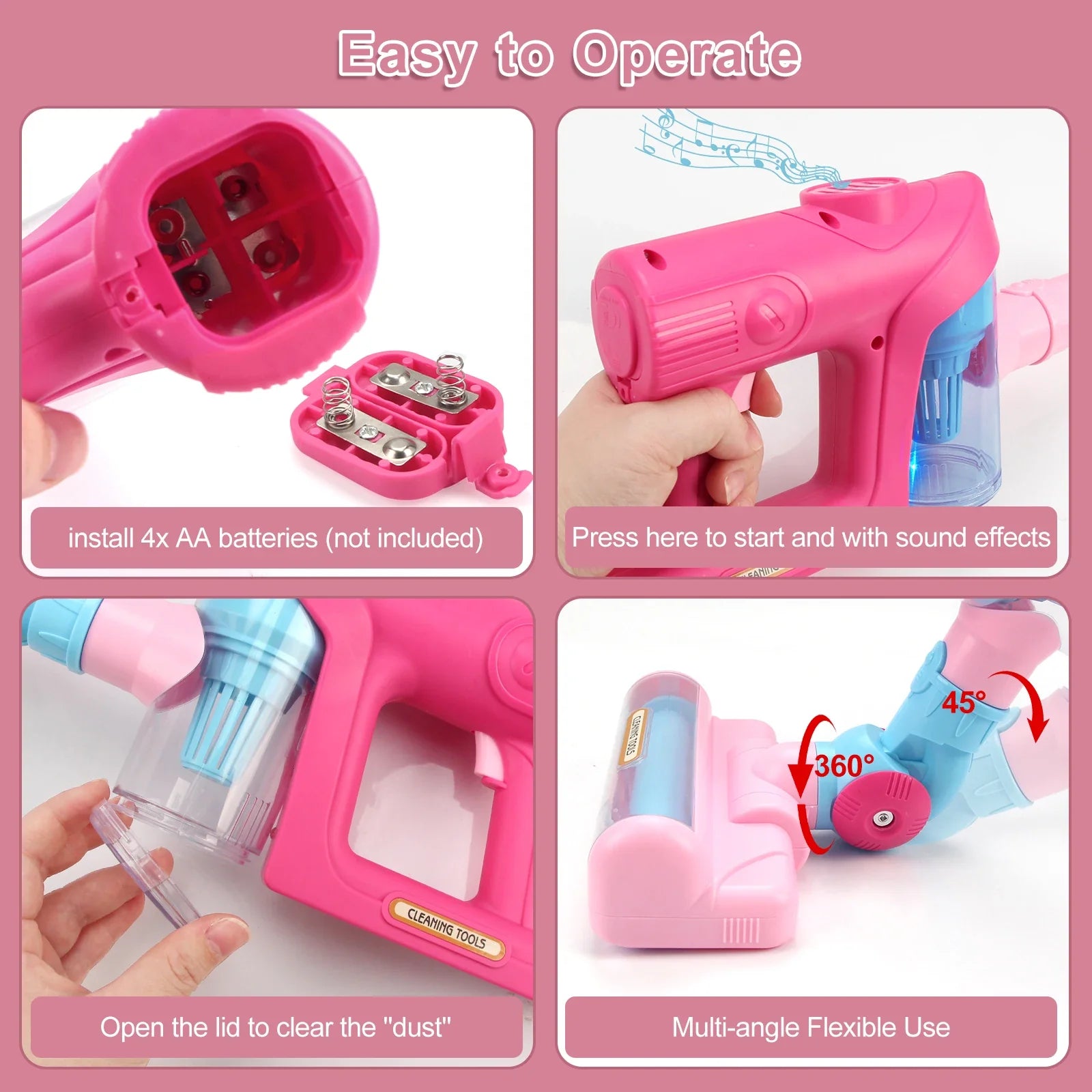 Electric Mini Vacuum Cleaner Simulation Housework Dust Catcher with Light and Music Educational Pretend Play Toys for Kids Gifts