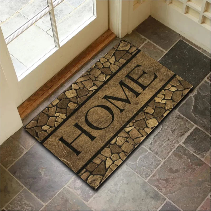 VIKAMA Crystal Velvet Floor Mat Stone Wood Grain Entryway Door Mat Entry Non-Slip Foot Mat Home Decoration Small Carpet 40x60cm