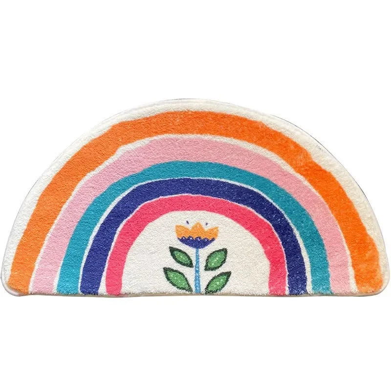 VIKAMA Rainbow Shower Floor Mat, Shower Room Door Floor Mat, Entrance Hall Carpet, Comfortable And Skin-Friendly Home Decoration