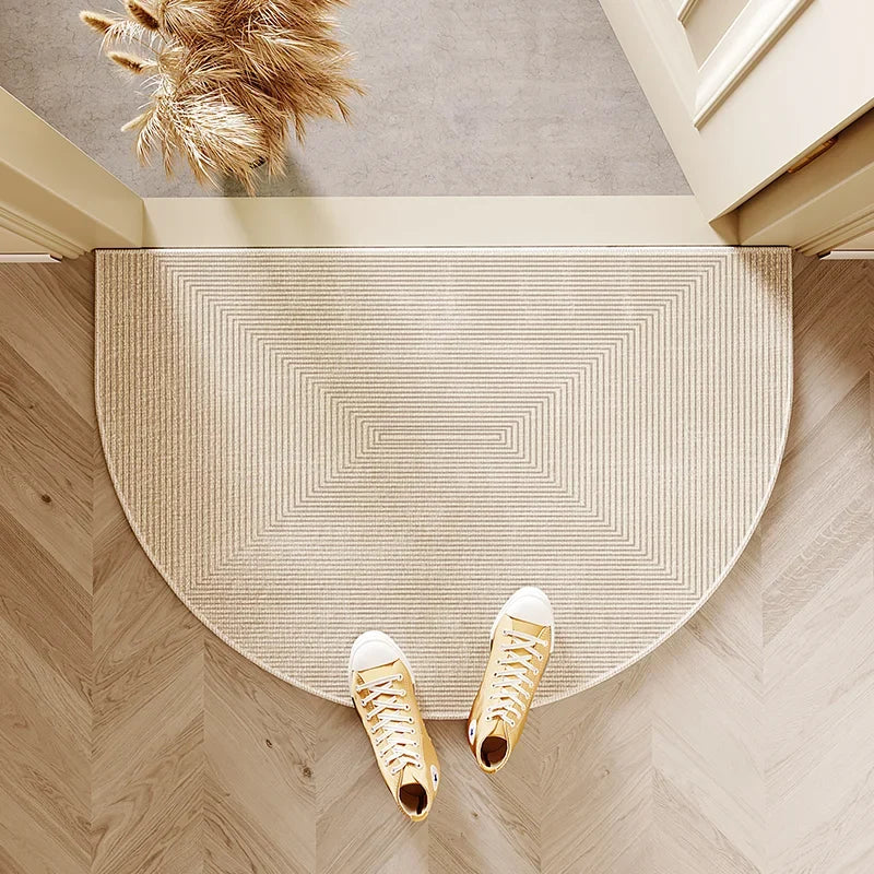 VIKAMA Modern Simple Entry Door Mat Semi-circular Non-slip Dirty Resistant Entryway Foot Mat Kitchen Carpet Home Decoration