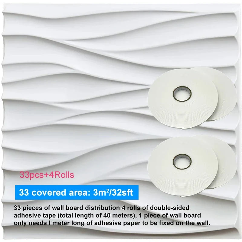 30x30cm Three-dimensional Wave Wall Panels Interior Wall Decor Paintable Wallpaper 3D Wall Decor Covering Panels For Living Room