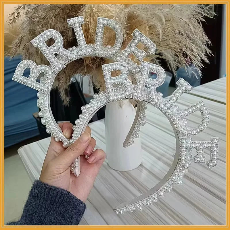 Bride to be Pearl crown Headband Bach Bachelorette hen Party Bridal Shower wedding engagement rehearsal dinner Decoration Gift