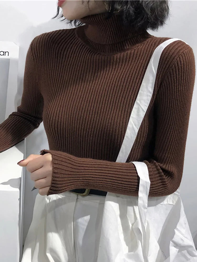 Turtleneck Sweater Womens 2026 Autumn Winter Tops Korean Slim Women Pullover Jumper Knitted Sweater Pull Femme Hiver Truien