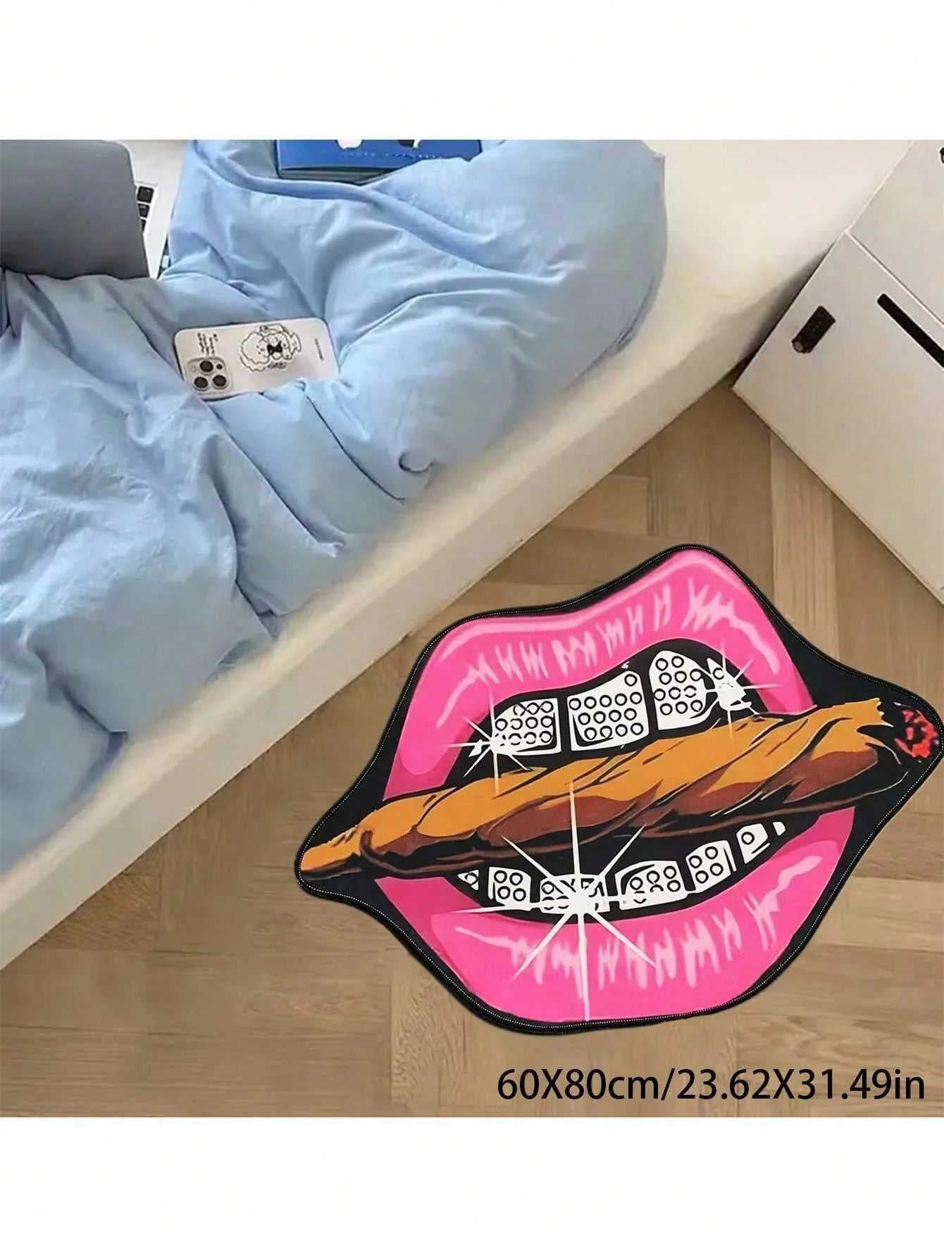 VIKAMA Creative Pink Lip Carpet Durable and Wear-Resistant Home Decor Bedside Rug Bedroom Entrance Doormat Home Decor Carpet