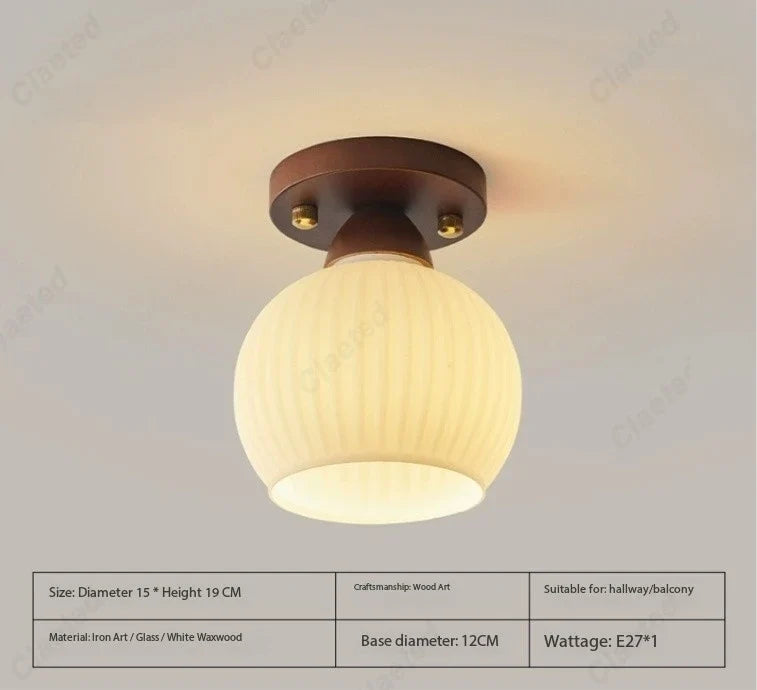 New Japanese LED Cream Wind Glass Ceiling Lamp Living Room Dining Room Porch Aisle Balcony Decorative Lighting