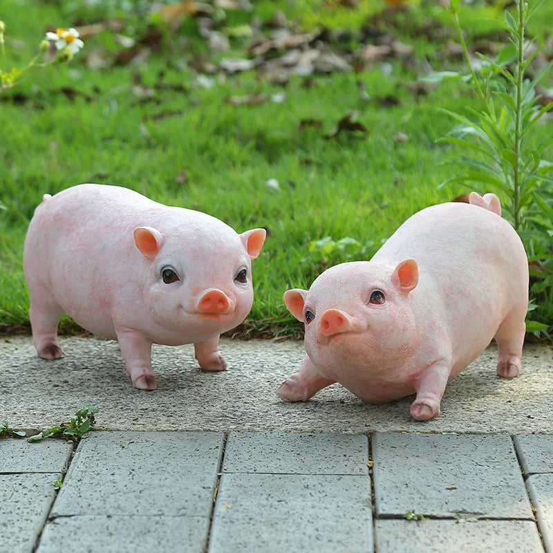 Cute Pink Piggy Resin Statue, Figures Pig DIY Crafts,Garden Decoration, For Tabletop Yard Lawn Porch Balcony Patio Outdoor Decor