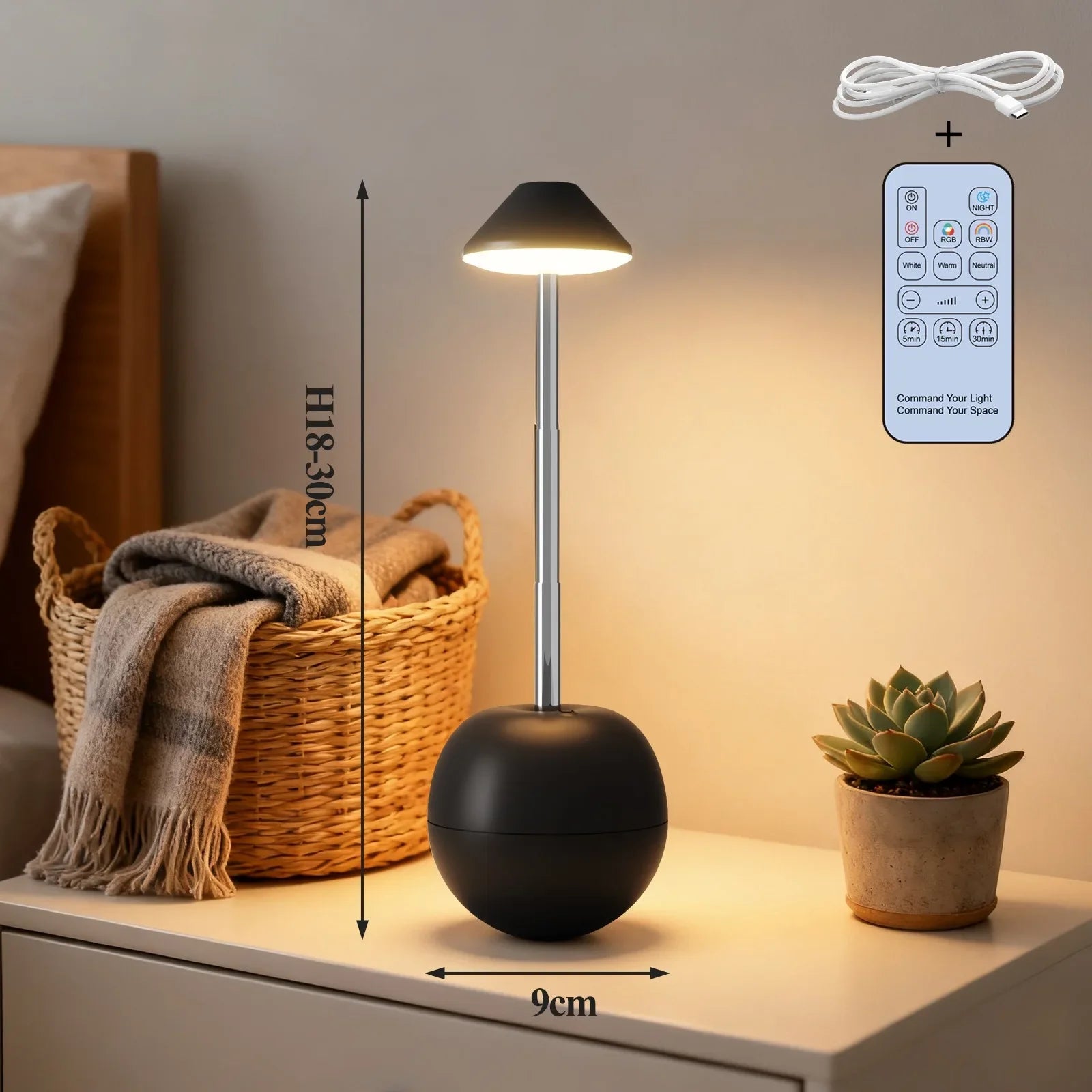 LED Touch Desk Lamp with Remote Control Adjustable Height Desk Light RGB Light Suitable for Living Room Bedroom Bedside Lamp