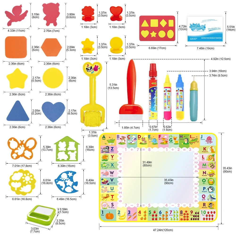 Magic Water Drawing Mat Coloring Doodle Mat with Magic Pens Educational Toys  Painting Board Montessori Toys for Kids Gifts