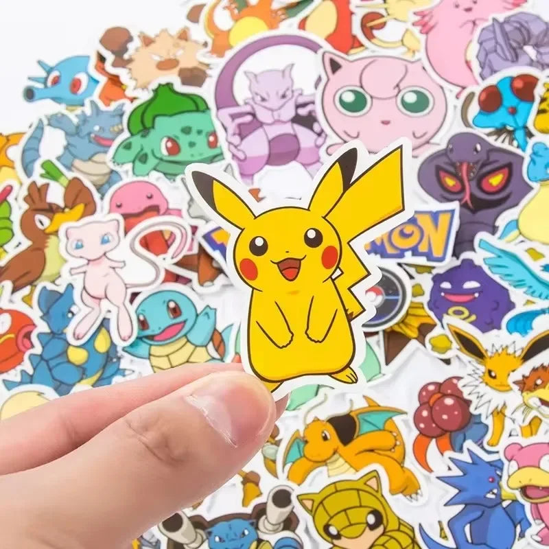 100/200/300Pcs Pokemon Kawaii Pikachu Stickers Decoration Decals Laptop Skateboard Car Luggage Phone Waterproof Sticker Toy