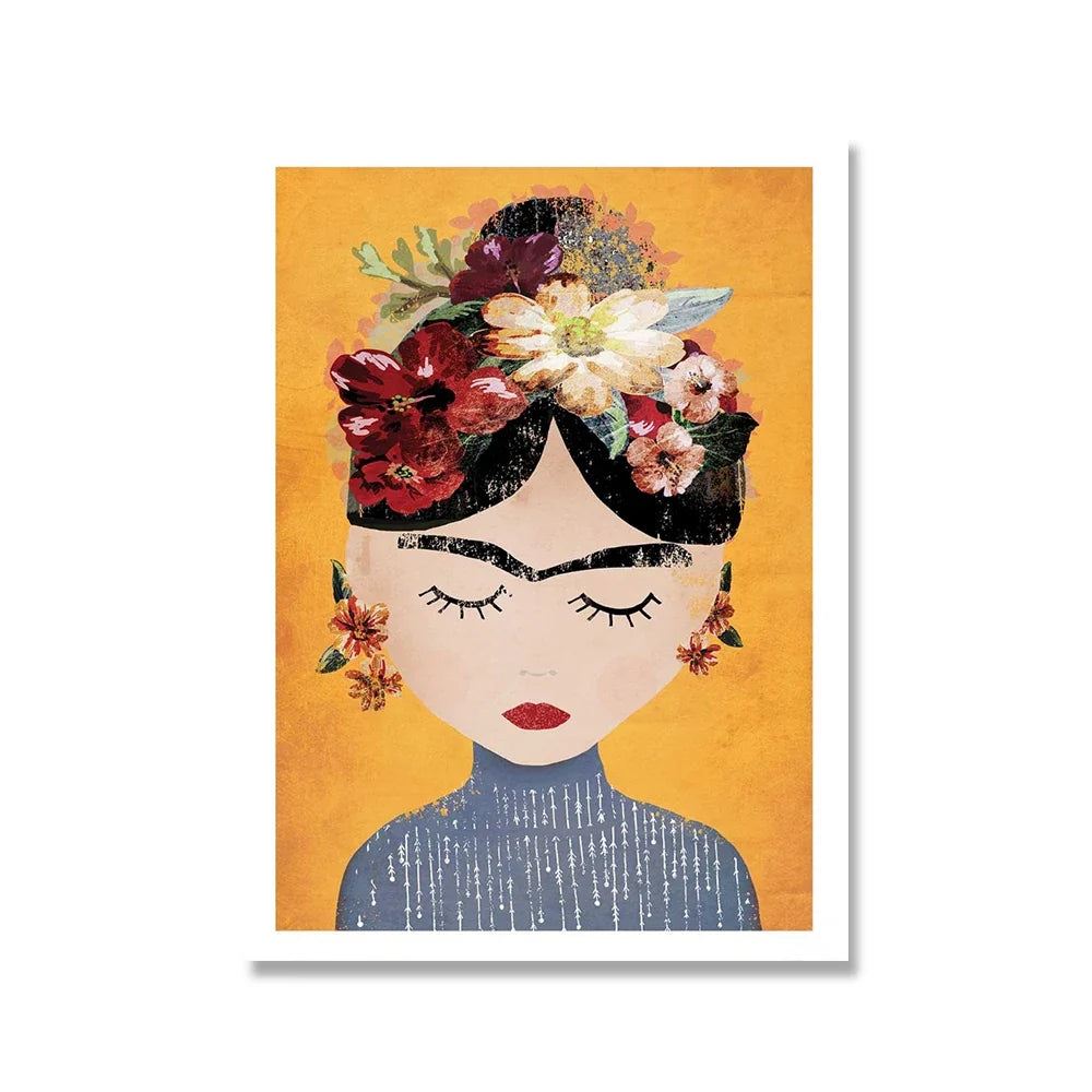 Boho Feminist Boobs Flower Hands Poster Print Canvas Painting Room Decor Frida K Art Work Picture Wall Art for Living Room Decor