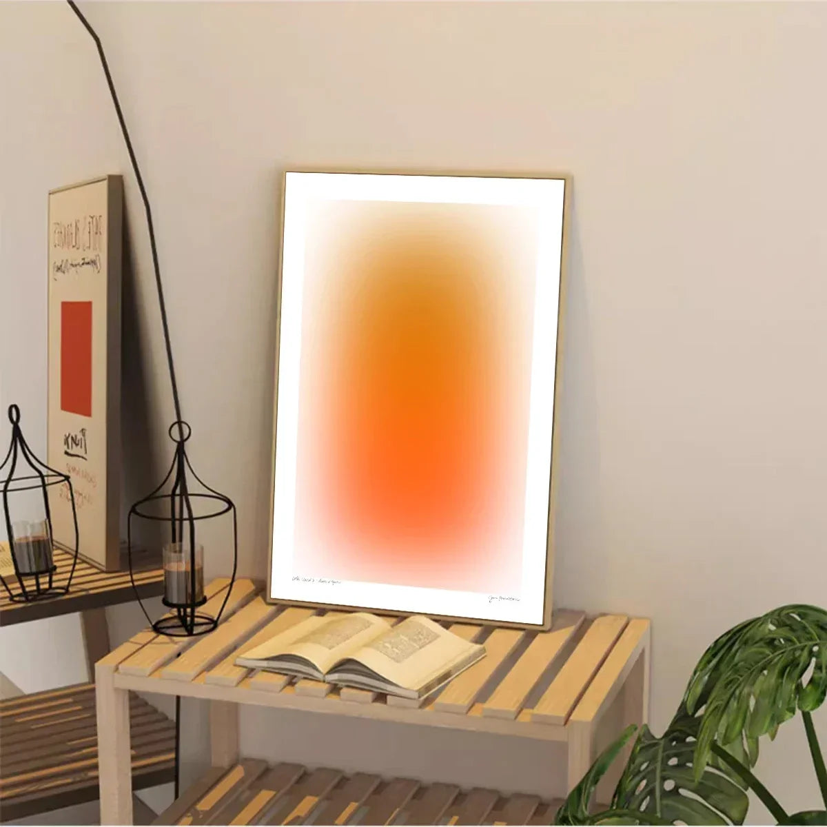 Modern , Minimalist, Wall Art, Gradient Swoosh Blue Orange, HD Canvas Print Poster, Home Living Room, Room Decoration
