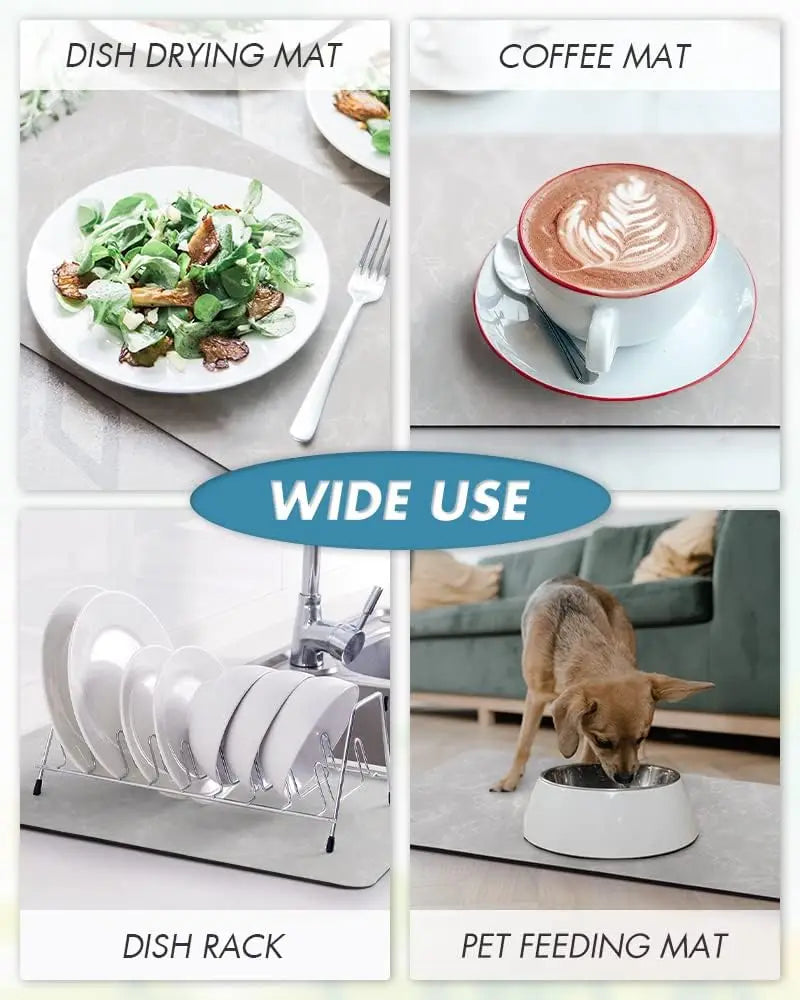 VIKAMA Coffee Machine Mat Rubber Backing Water-Absorbent Dish Drying Pad Kitchen Worktop Drainage Mat Home Decor