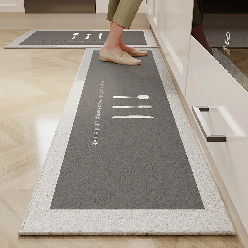 VIKAMA 1/2PC Cartoon Easy To Manage Kitchen Floor Mat Home Long Crystal Velvet Carpet Dirt Resistant and Non-Slip Floor Mat