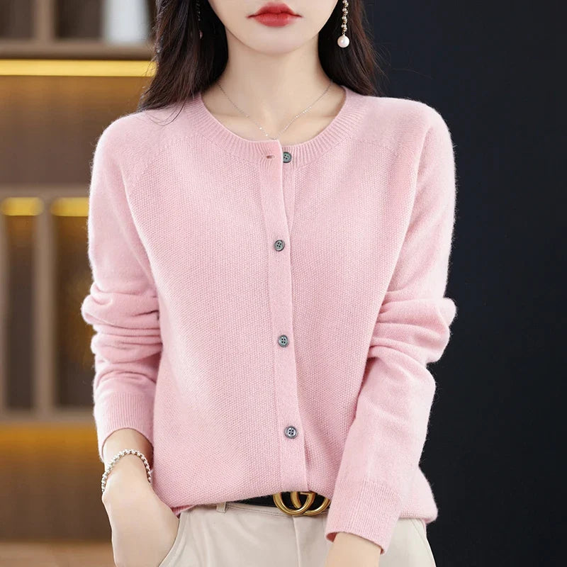 High-Grade Knit Sweater Crewneck Cardigan Coat Autumn And Winter New Middle-Aged And Elderly Women's Fashion ZD060