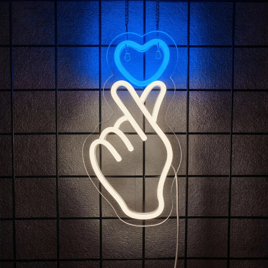 Finger Led Neon Sign, Hand-Than-Love Icon, Girls' Dormitory Decor, Bar, Wedding, Proposal Party Wall Lamp, Christmas Gift.