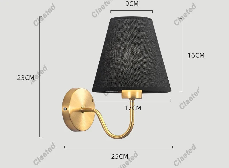 110V/220V Wall Lamp with LED E27 Bulb Fabric Lampshade Wall Sconces for Hotel Bedroom Bedside Living Room Stairs Home Decoration