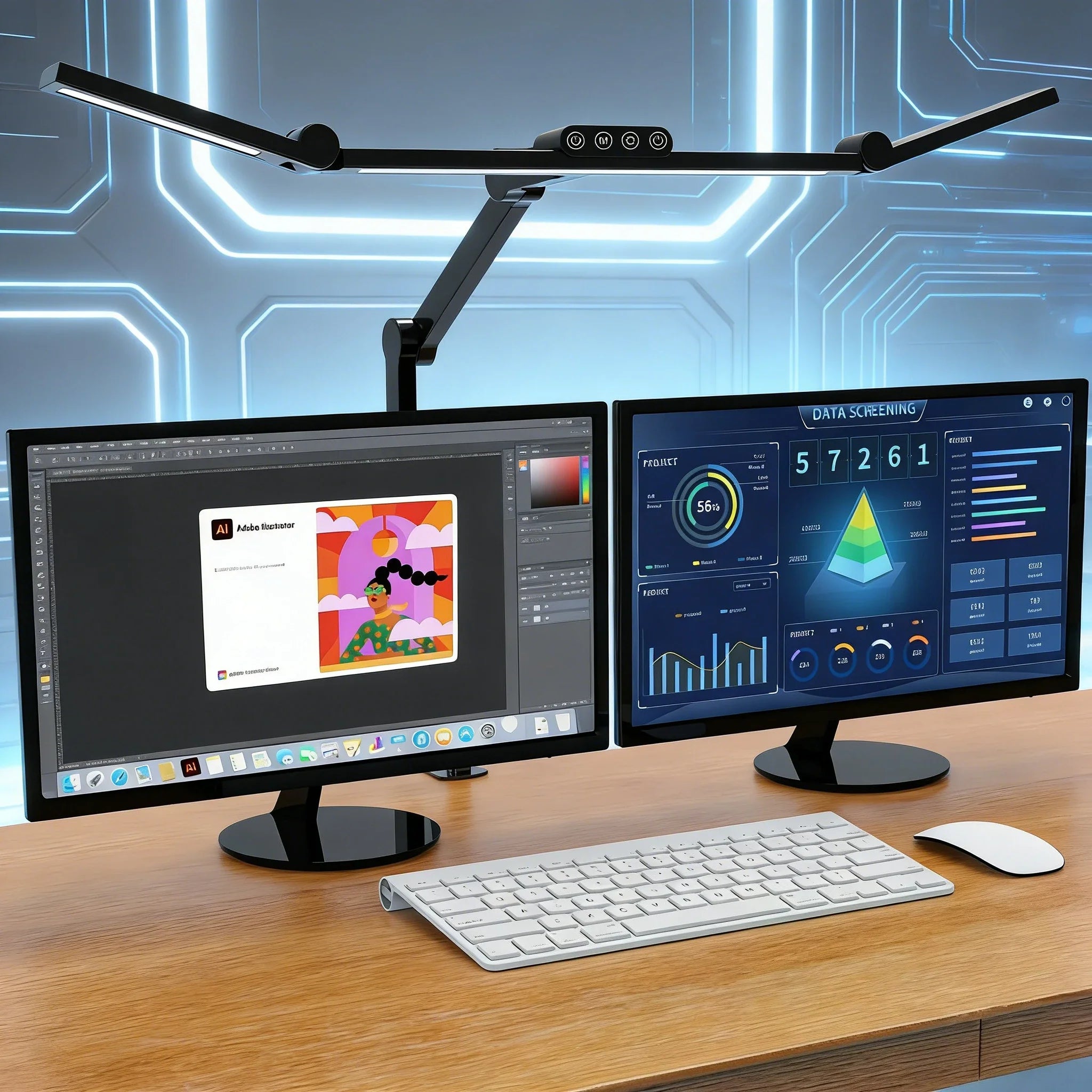 Led Desk Lamp with Clamp Architect Desk Lamp for Home Office 24W Ultra Bright Auto Dimming PC Light Stepless Dimming Table Light
