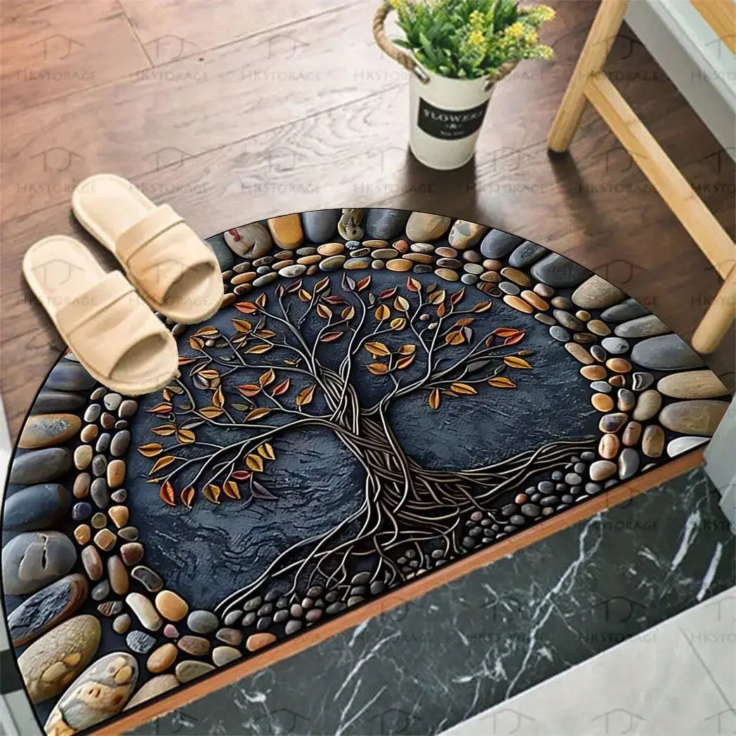 VIKAMA Bohemian Semi-Circular Carpet, Indoor And Outdoor Entrance Mat, Bathroom Door Mat, Soft And Anti-Slip Home Decoration.