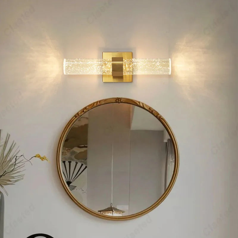 New LED Wrought Iron Crystal Wall Lamp Modern Minimalist Living Room Dining Room Bedroom Bedside Decorative Atmosphere Lighting