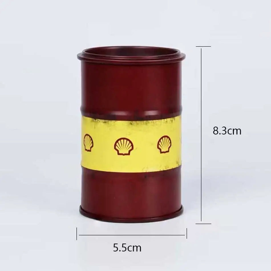 Iron Mini Oil Drum Model Chemistry Oil Drum Model Car Model Desktop Decoration Storage Box War Games Scene Model for Xmas Gifts
