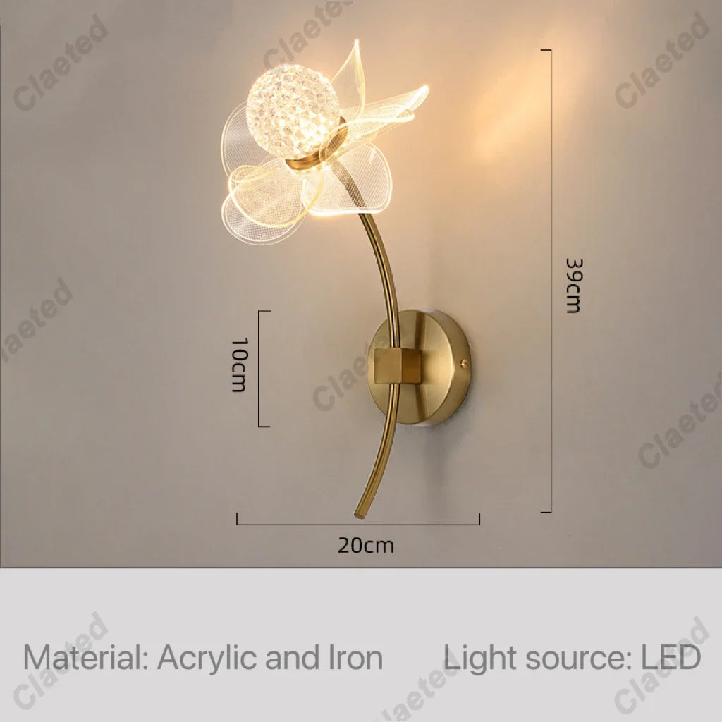 Flower Led Wall Lamps for Living Room Bedroom Bedside Sconce Light Modern Hallway Restaurant Background Decoration Lighting Deco