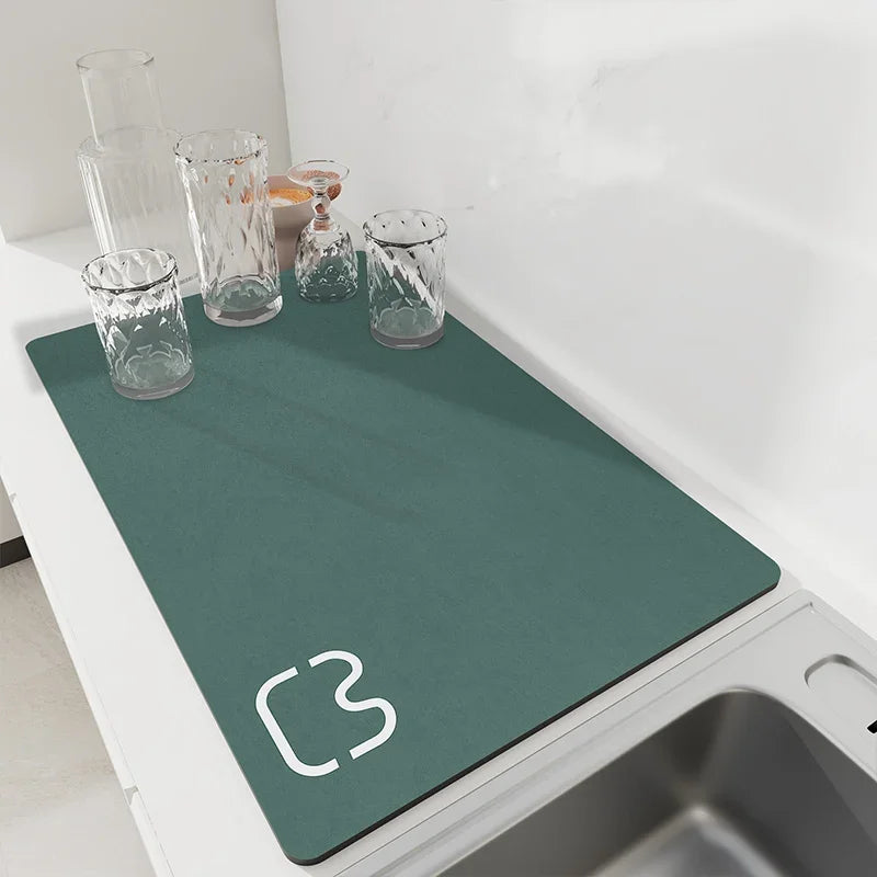 VIKAMA Kitchen Dish Drying Mat Quick-Drying Coffee Drainage Mat Tableware Drainage Mat Tableware Placemat Carpet Home Decor