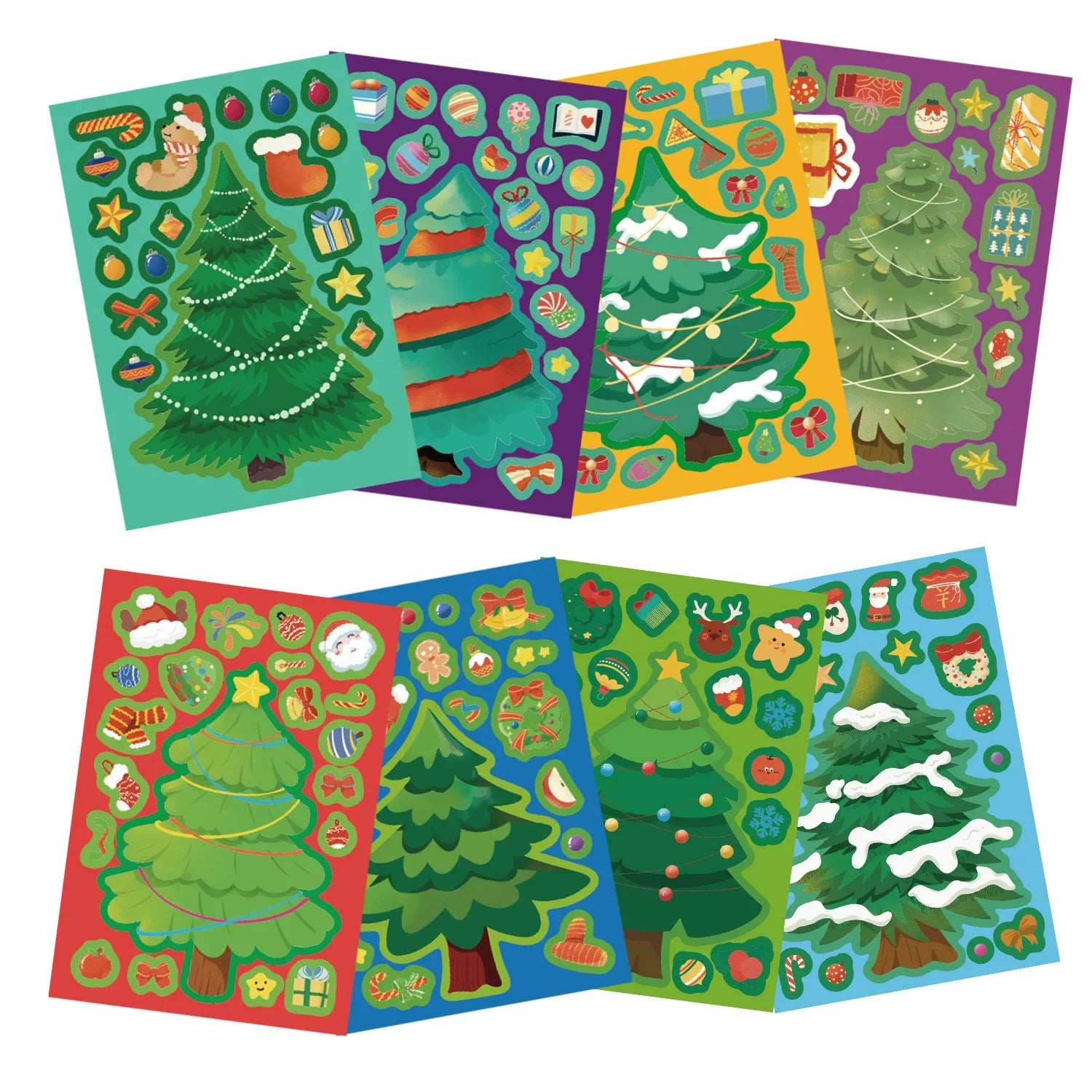 8/16/24PCS Toy Puzzle Stickers Christmas Tree Make a Face Stickers DIY Handicrafts Waterproof Stationery Stickers