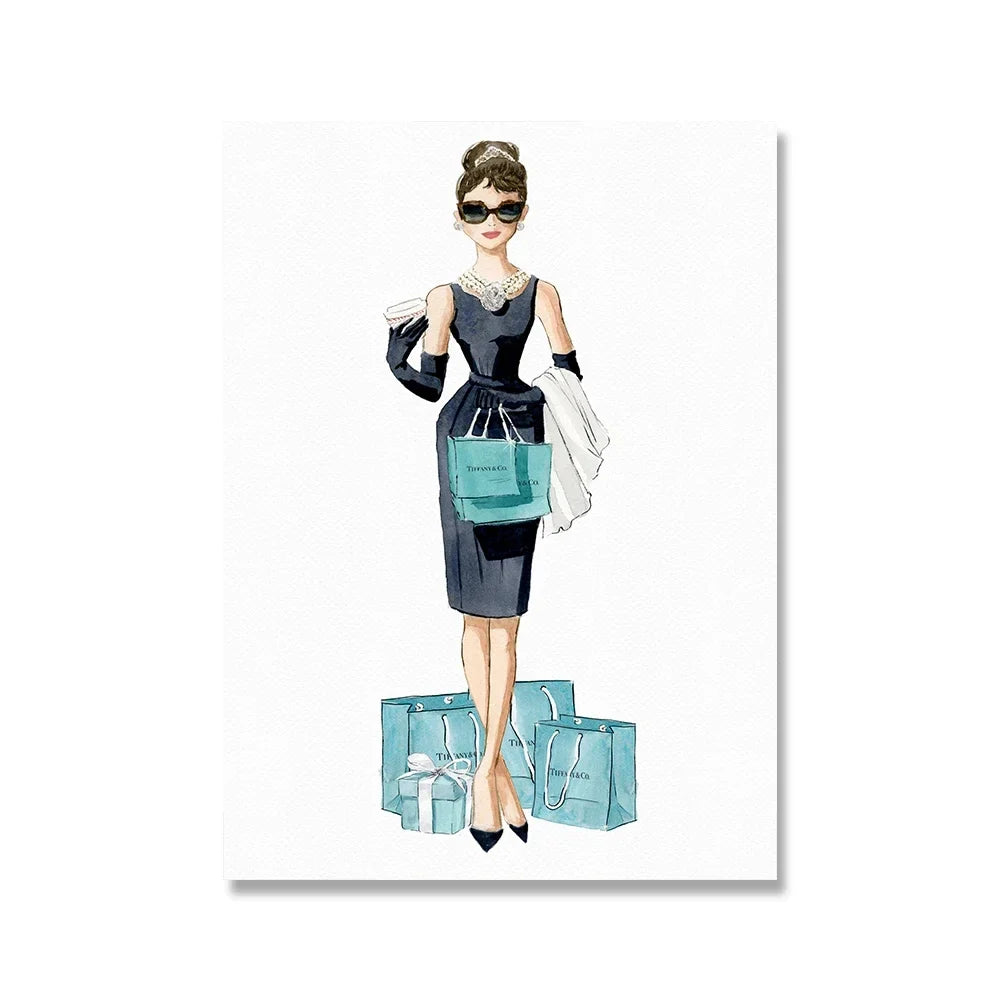 Breakfast At Tiffany's Posters And Prints Nordic Poster Audrey Hepburn Wall Art Canvas Painting Fashion Wall Pictures For Room