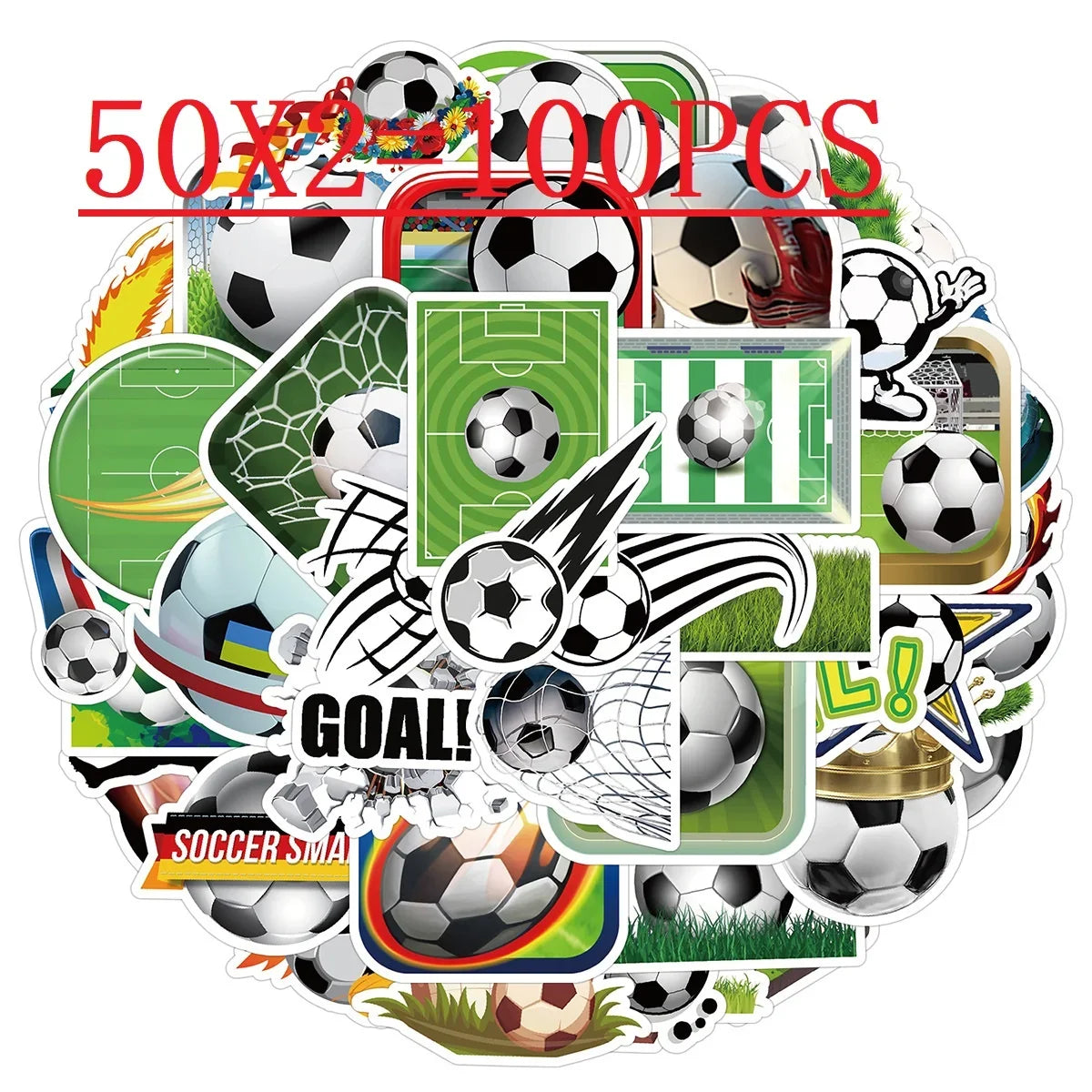 50/100PCS Football Graffiti Stickers Sports Ball Waterproof Decorative Stickers Creative Football Stationery Stickers