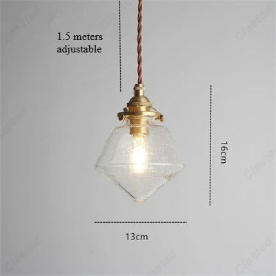 European-style Simple Retro LED Glass Chandelier Restaurant Living Room Aisle Balcony Bedside Decorative Lighting