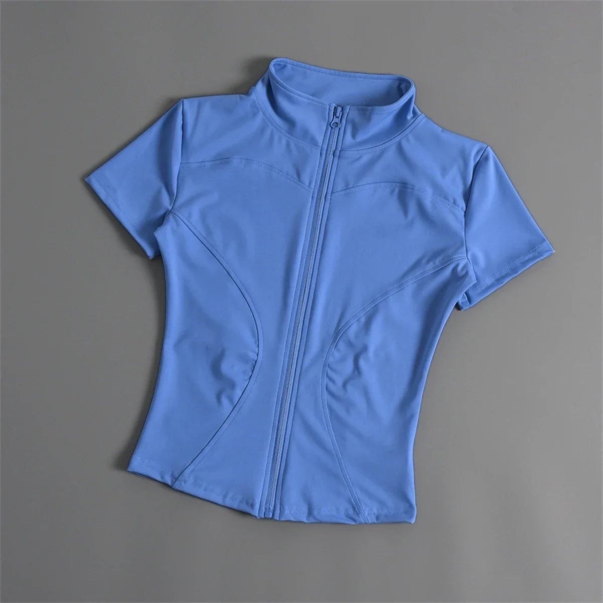 Casual Slim Sports Coat For Women Short Sleeve Solid Zipper Tops Female Cycling Running Yoga Outfit Clothes Summer Sport Jacket