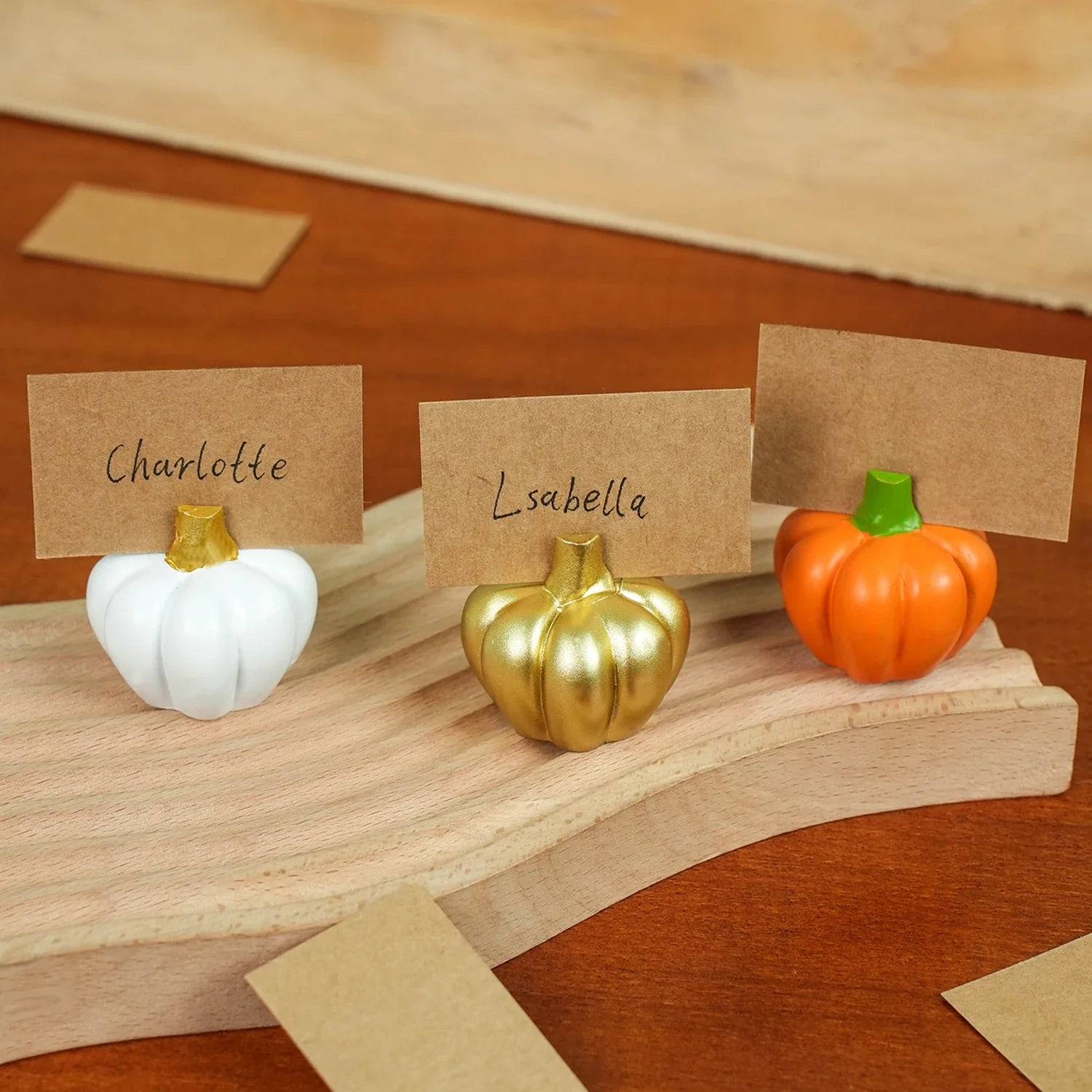 Fall Decor Gold Pumpkin Place Card Holder (Set of 6), Place Settings, Perfect for Thanksgiving Table Decor, Fall Themed Weddings