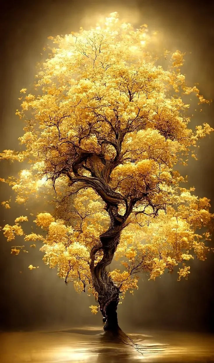 Classic Abstract Wall Art Luxury Lucky Golden Money Tree HD Canvas Print Poster Home Living Room Bedroom Decorative Painting