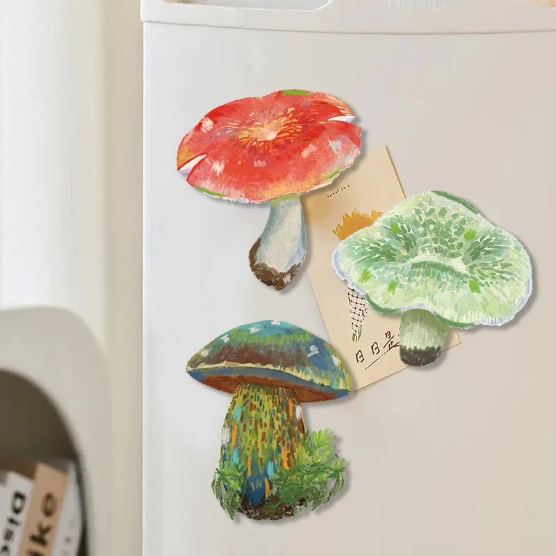 Simulated Plant Mushroom Magnetic Refrigerator Sticker Creative Gift Simulated Leaf Flat Refrigerator Sticker Home Decoration