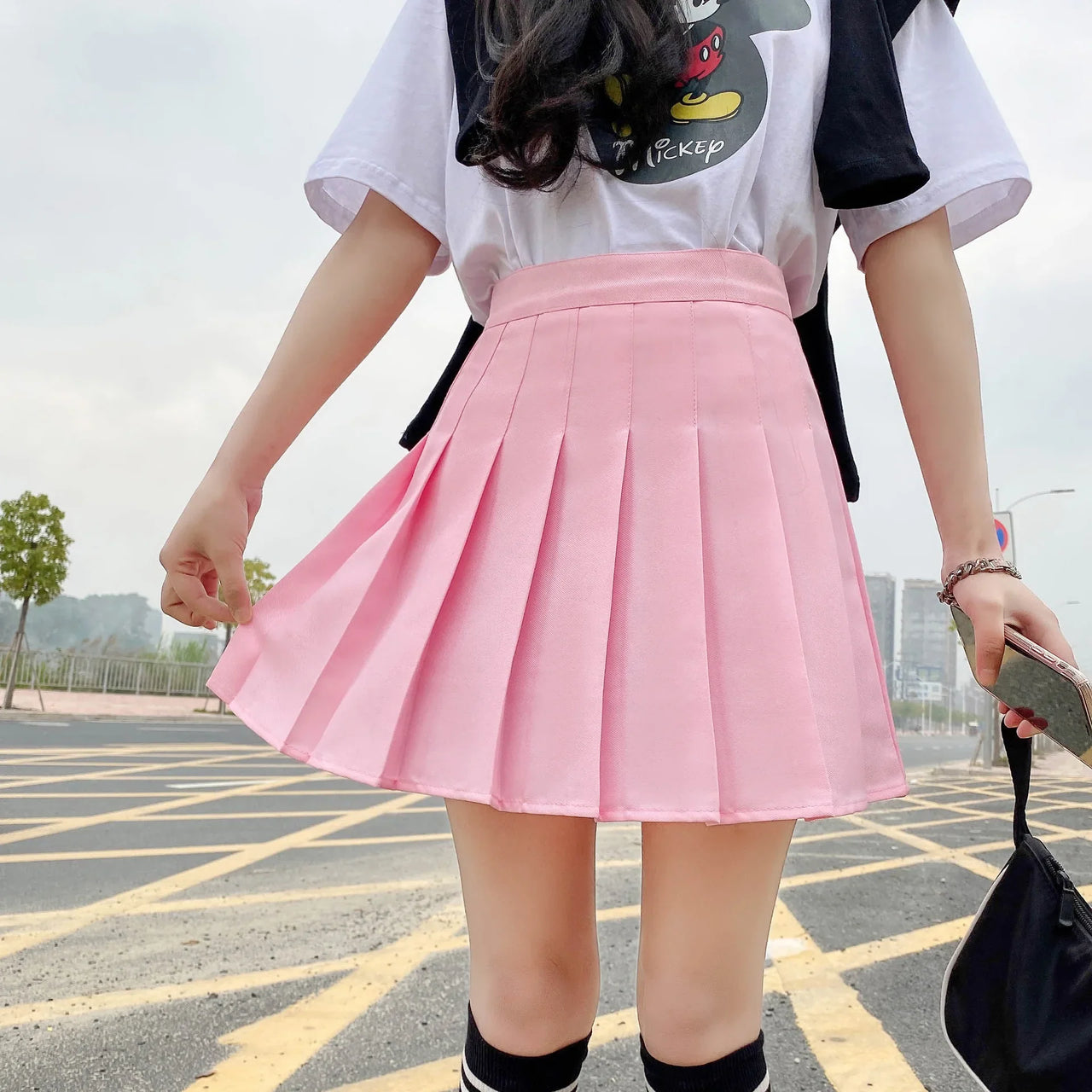 Pleated Mini Skirt with Shorts Women's High Waist A-Line Skater Skort White Black Pink Sporty School Uniform New Fashion HotSale