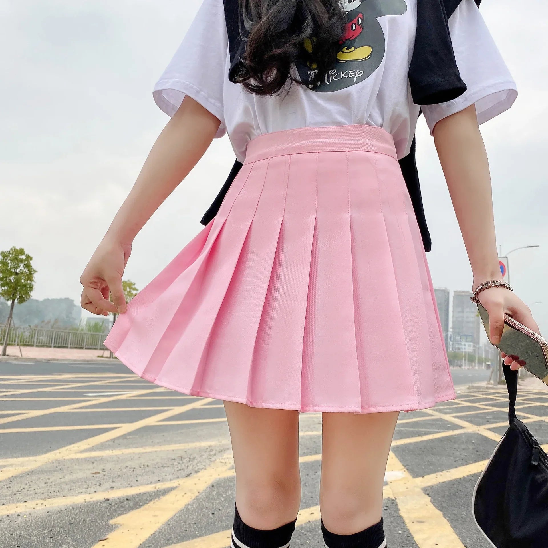 Pleated Mini Skirt with Shorts Women's High Waist A-Line Skater Skort White Black Pink Sporty School Uniform New Fashion HotSale