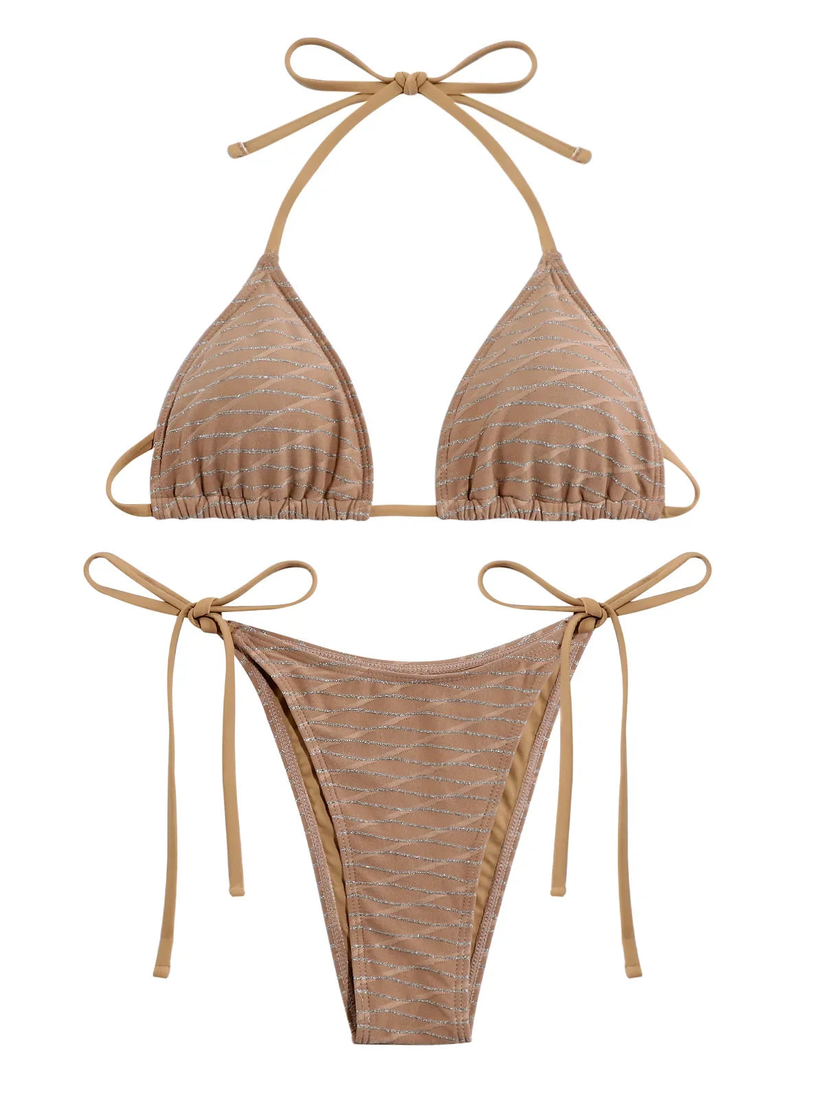 Miyouj Shiny Bikini Set Triangle Bikinis Bandage Swimsuit Women Two Piece Swimwear Summer Biquini New Beachwear