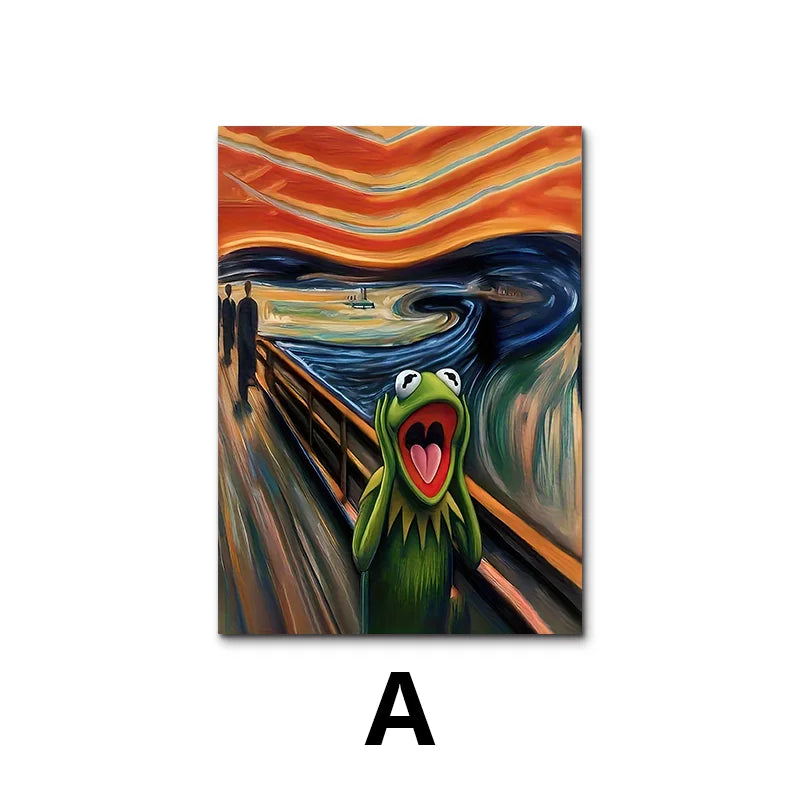 Modern Abstract Wall Art Screaming Frog Painting HD Canvas Print Poster Home Living Room Bedroom Classroom Decoration