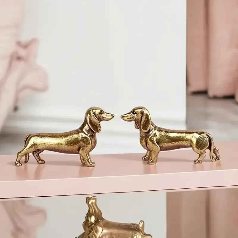 Statue Ornaments, 1pc Brass Dachshund Home Study Decoration Ornaments.