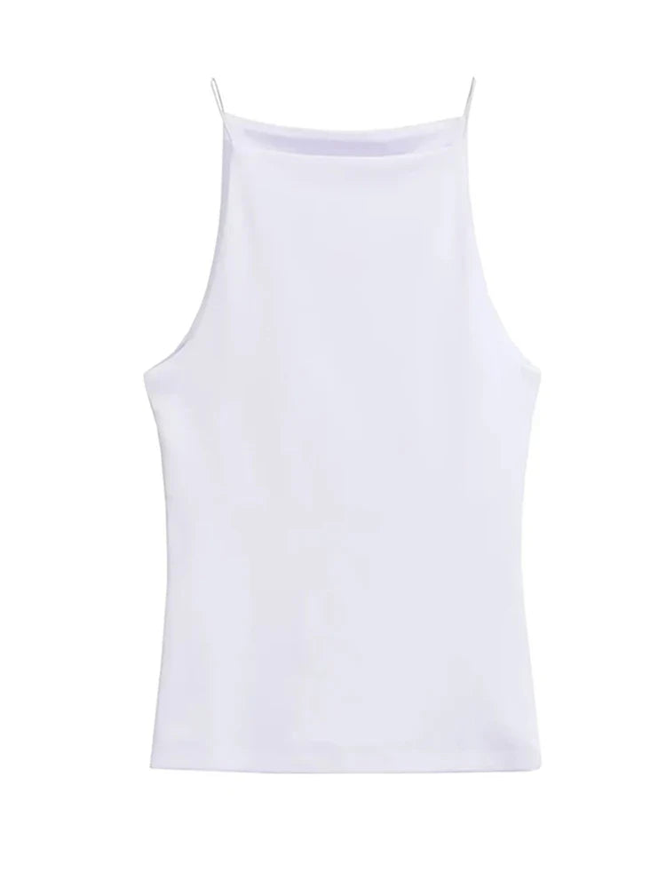 Women's Halter Tank Top Sleeveless Thin Straps Solid Color Camisole Fashion Female Top