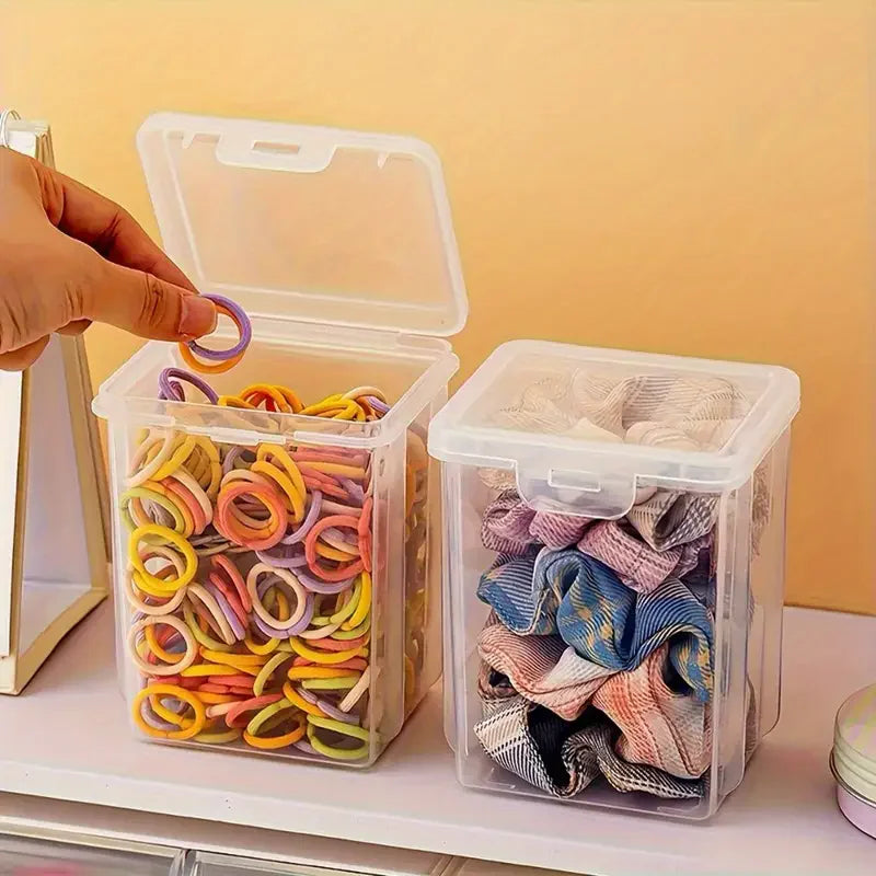 1Pc Stackable Transparent Hair Accessory Storage Box with Snap Lid - Dustproof, Waterproof, Plastic Organizer for Jewelry